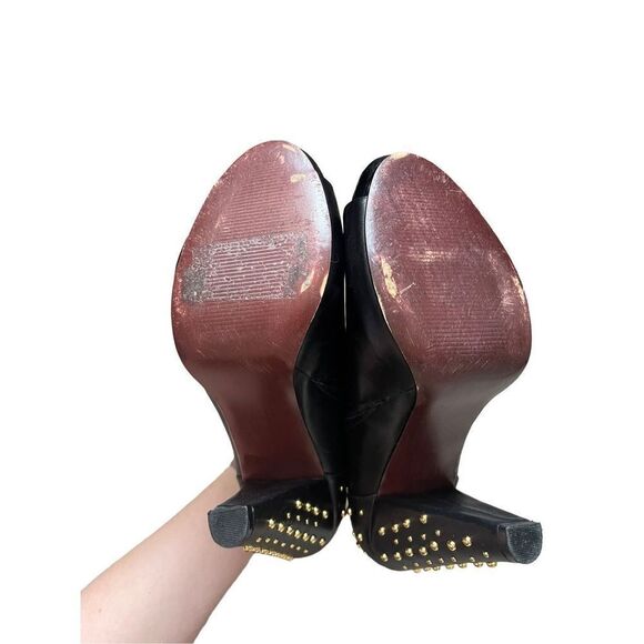 Steve Madden Studded Peep Toe Black Leather High Heel Booties size 10 - Picture 7 of 15